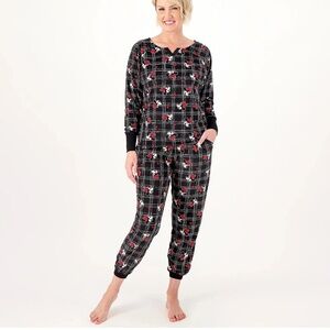 Disney Supersoft Velvet Top & Jogger Pant Pajama Set Black/Minnie S
